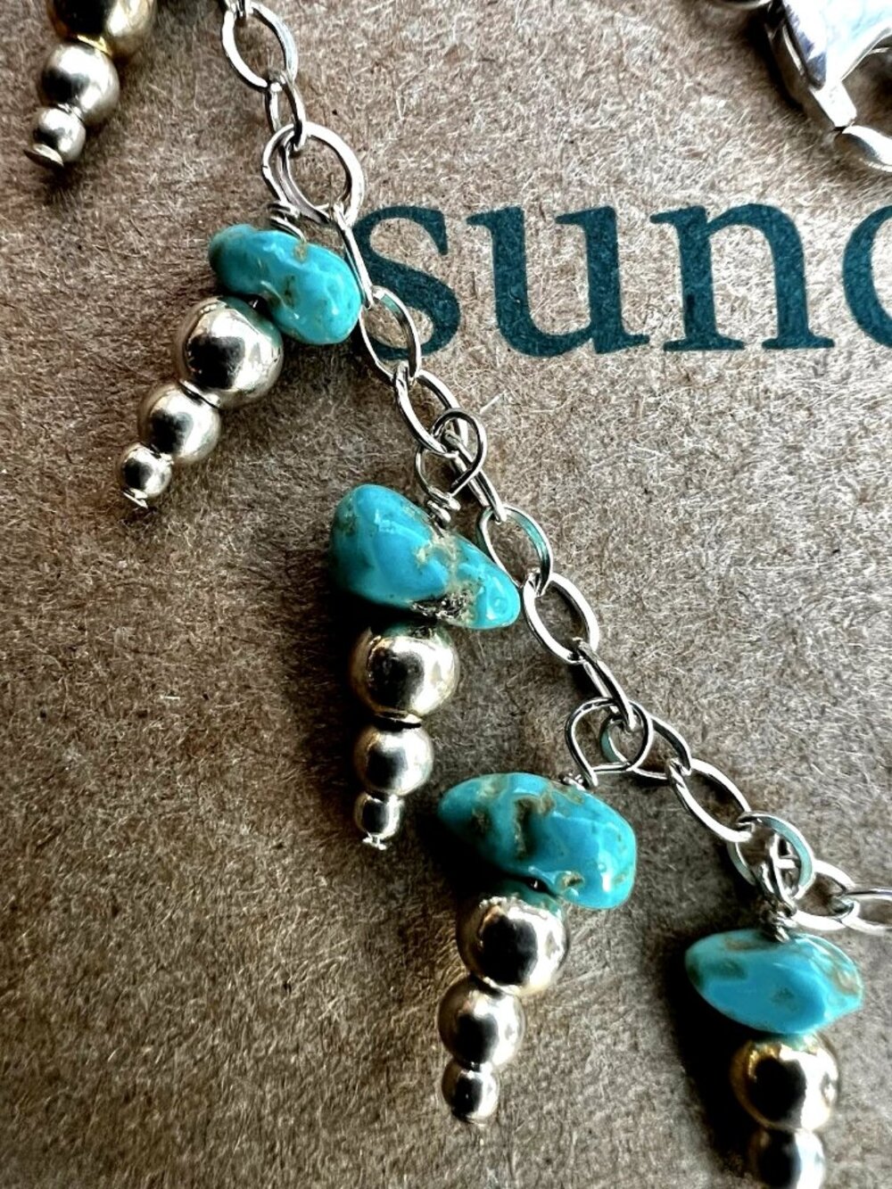 Sundance $228 NEW 18" Natural Turquoise Sterling Silver Beaded Chain Necklace - Picture 5 of 12